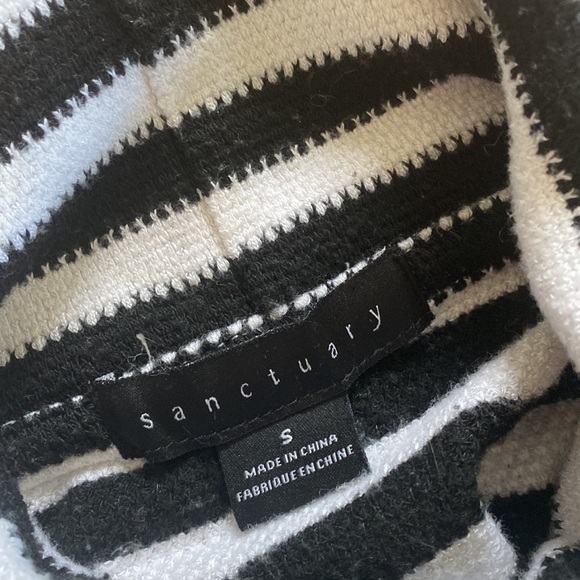 Sanctuary Black White Striped Turtleneck Sweater Small - Picture 4 of 5